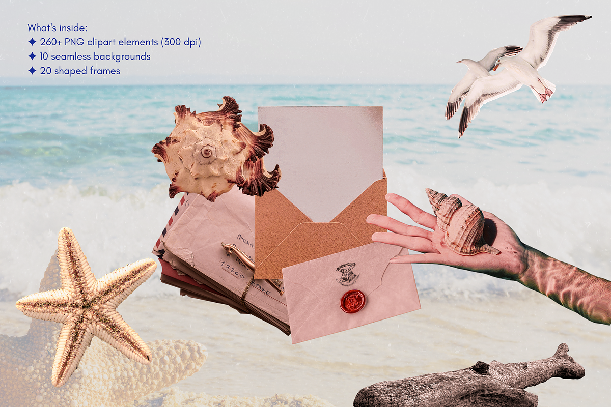 Seaside Diary Coastal Collage Kit, an Object Graphic by JulsIst (Photo 2 of 10)