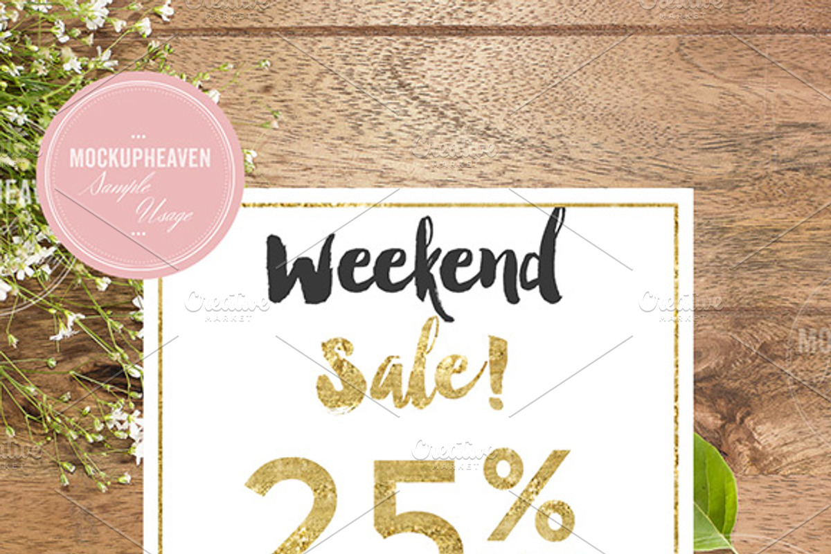 SET of 2 Rustic 5x7 Card Mockup, a Print Template by MockUpHeaven (Photo 4 of 4)