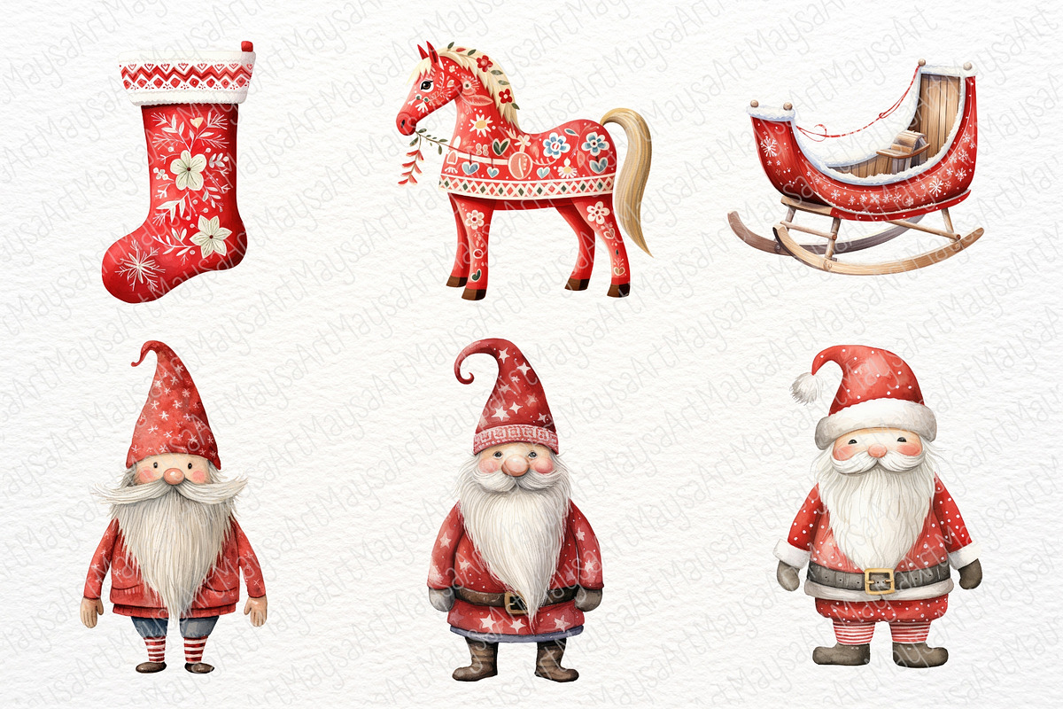 Scandinavian Christmas Clipart, a Seasonal Illustration by Maysa Art (Photo 3 of 7)