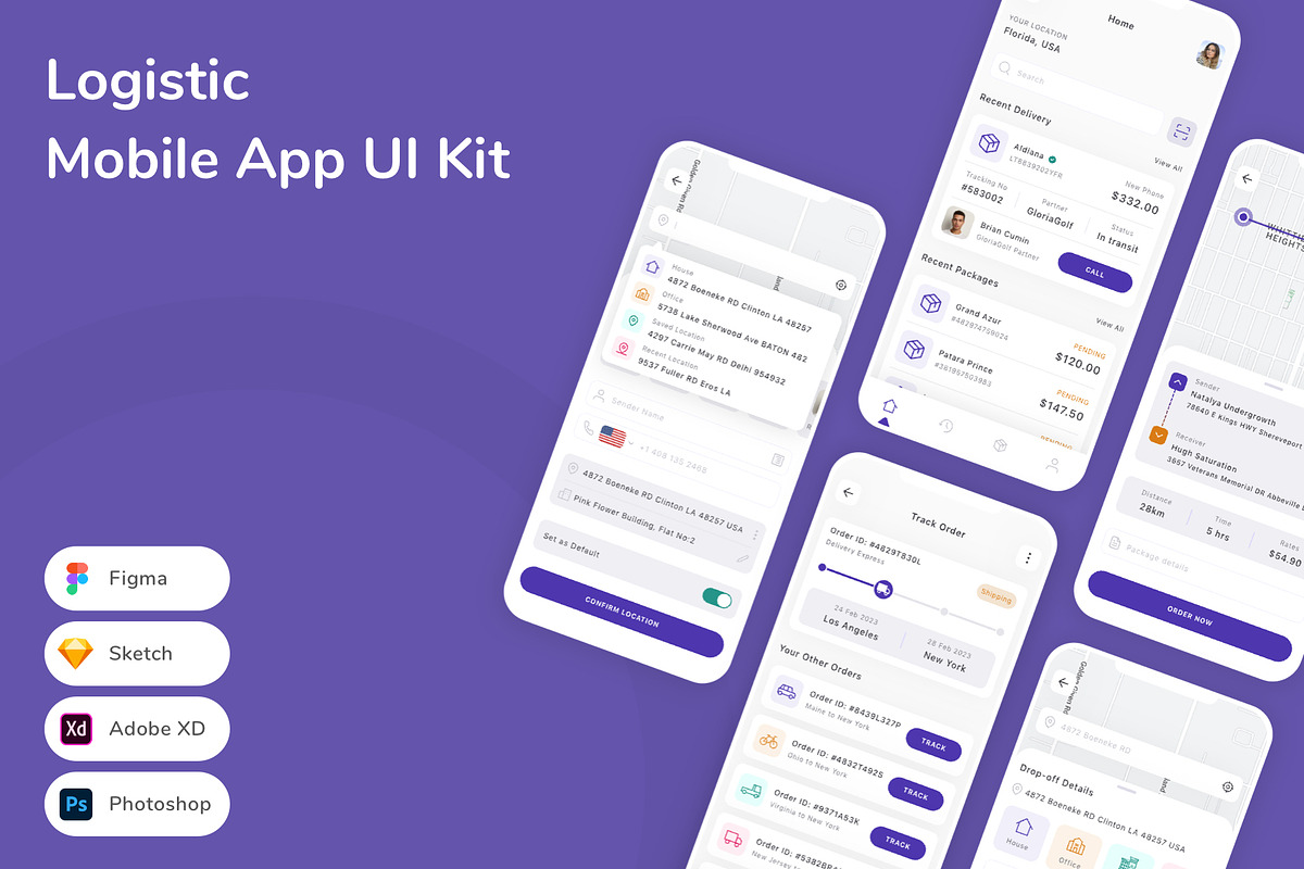 Logistic Mobile App UI Kit, an UI Kit Template by Betush | Creative Market