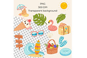 Summer Clipart Set, a Seasonal Illustration by Bielousova Art (Thumbnail 2 of 6)