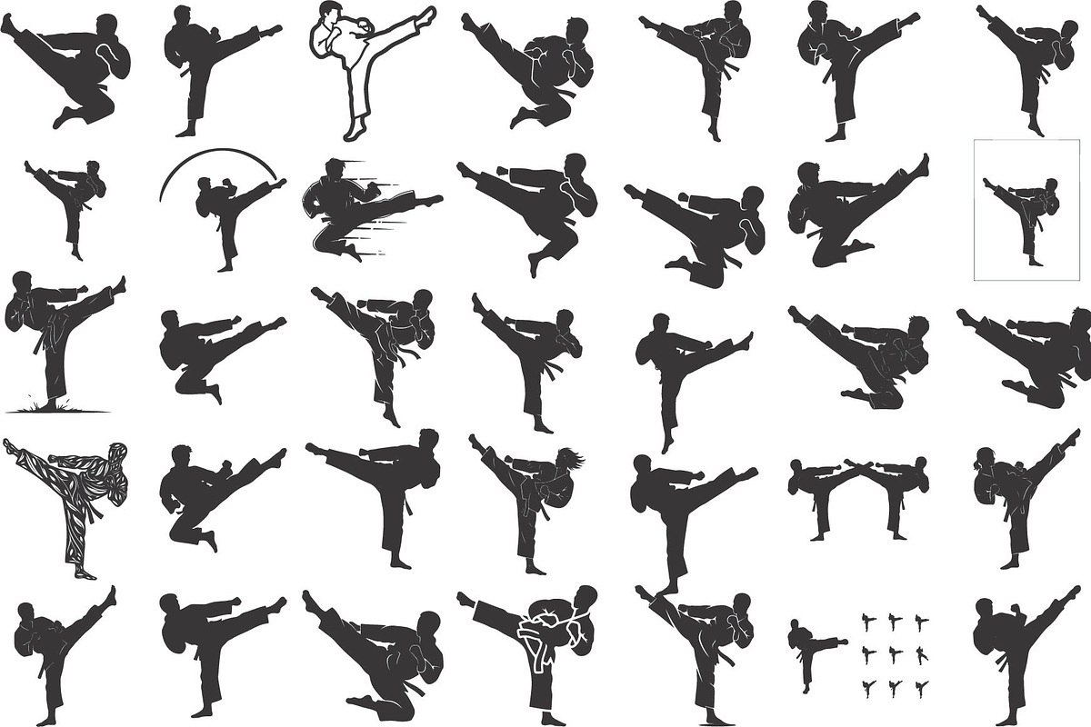 Dynamic martial arts kick silhouette, an Illustration by Amazin_art (Photo 1 of 36)