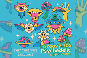 Groovy 70s Psychedelic Clipart
