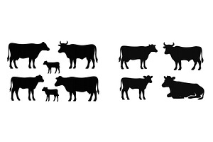 Silhouettes of various cows and, an Animal Illustration by ZinetroN