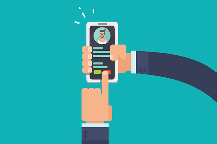 Hands calling from smartphone