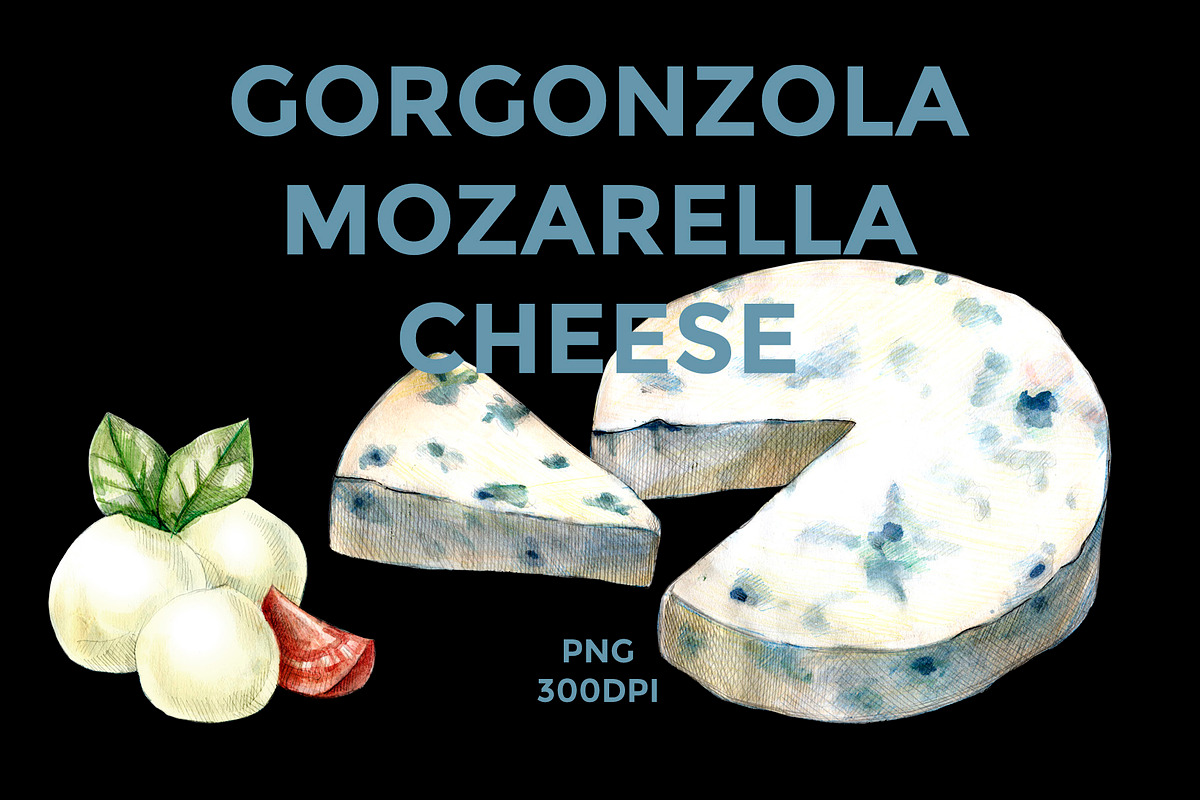 Gorgonzola & Mozarella cheese, a Food Illustration by wedraw (Photo 1 of 6)