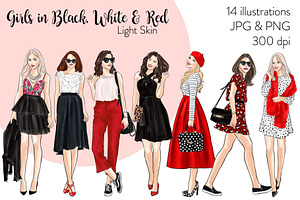 Girls In Black, White & Red - Light