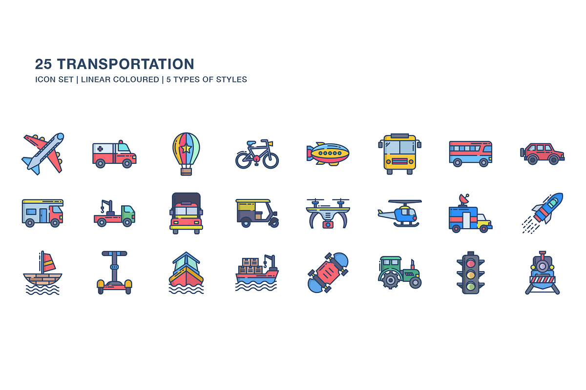 Transportation and Vehicle icon set, an Icon by Icongeek26 (Photo 2 of 6)