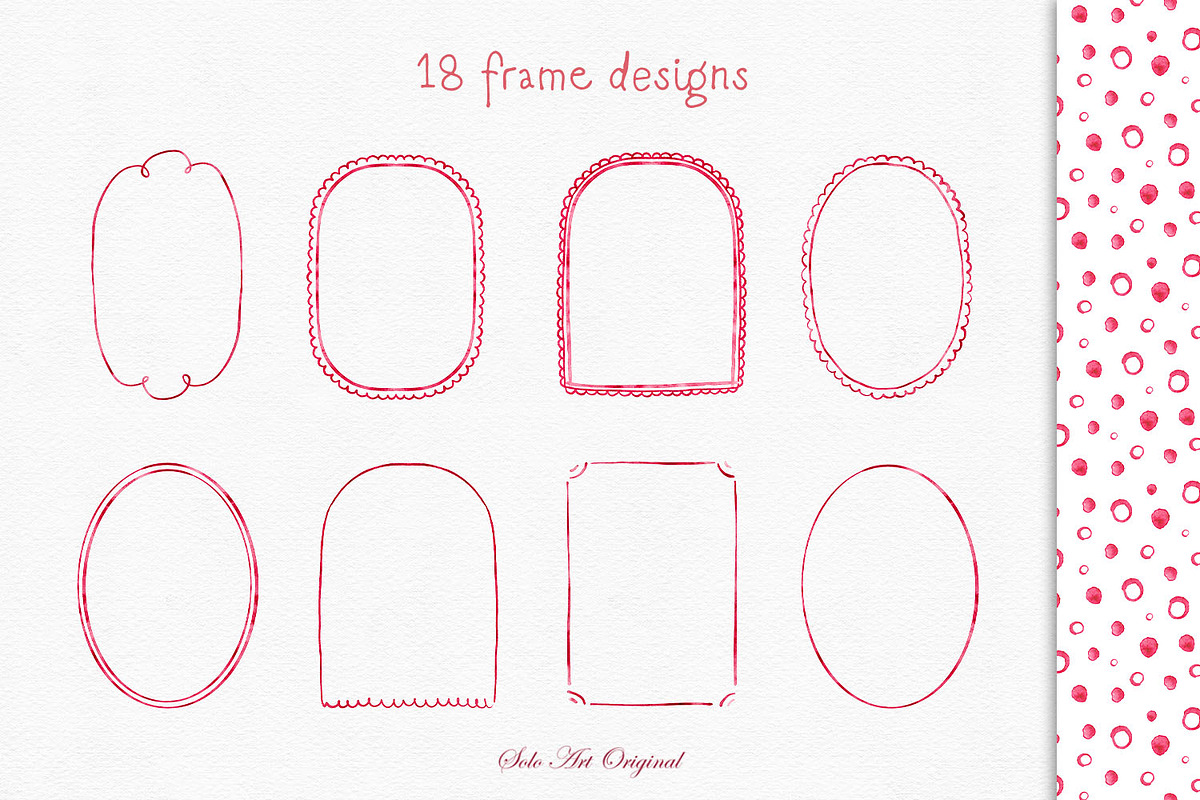 Watercolor Red Frames Borders, an Object Graphic by Solo Art Original (Photo 3 of 14)