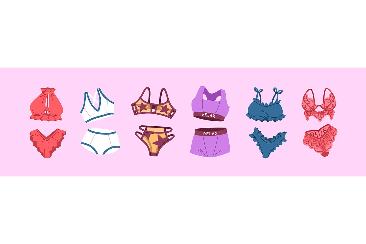 Female lingerie set + backgrounds, an Object Illustration by PaperTrident (Photo 5 of 10)