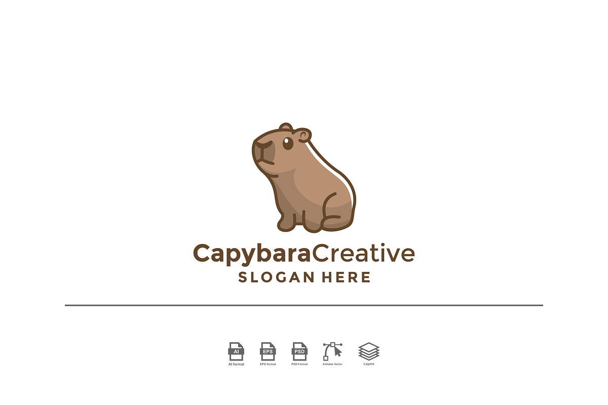 Capybara logo chartoon, a Branding & Logo Template by Balakosa.std