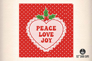 Christmas Wall Art Peace Love Joy, an Illustration by Dream Creation