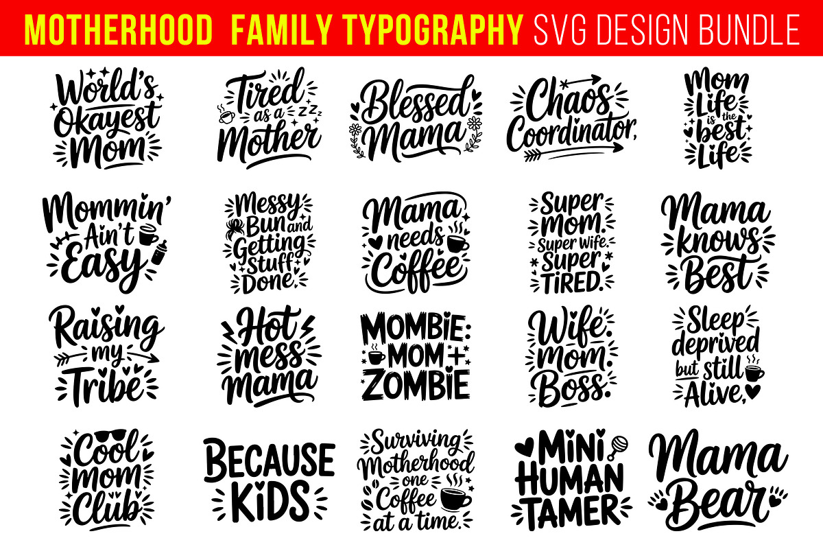 20 Motherhood Family Quotes SVG Bund, an Object Graphic by himelgfx