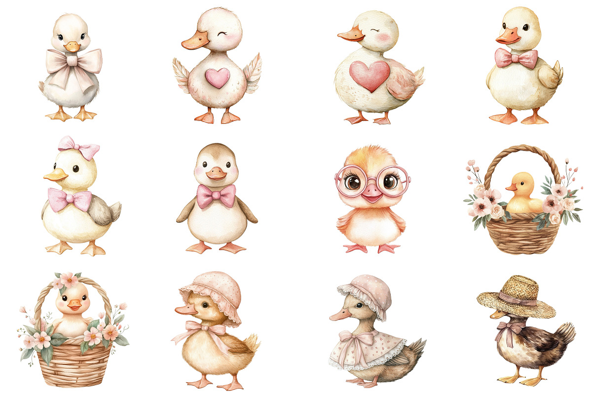 Watercolor Girly Goose Clipart, an Illustration by CitraGraphics (Photo 4 of 6)