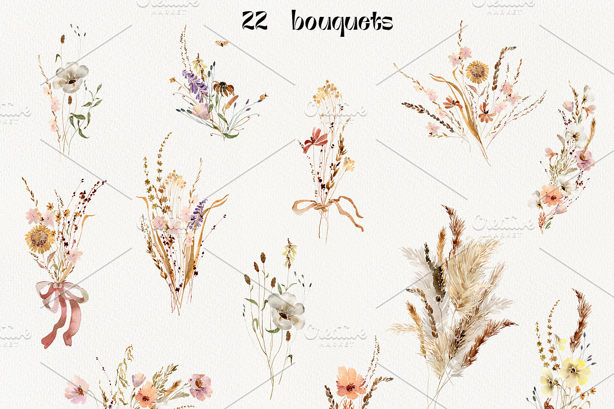 Watercolor Wildflowers Collection, a Decorative Illustration by TanyaOak (Photo 3 of 12)