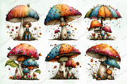 Watercolor Whimsical Mushroom Bundle, an Illustration by Creative Art (Thumbnail 4 of 10)