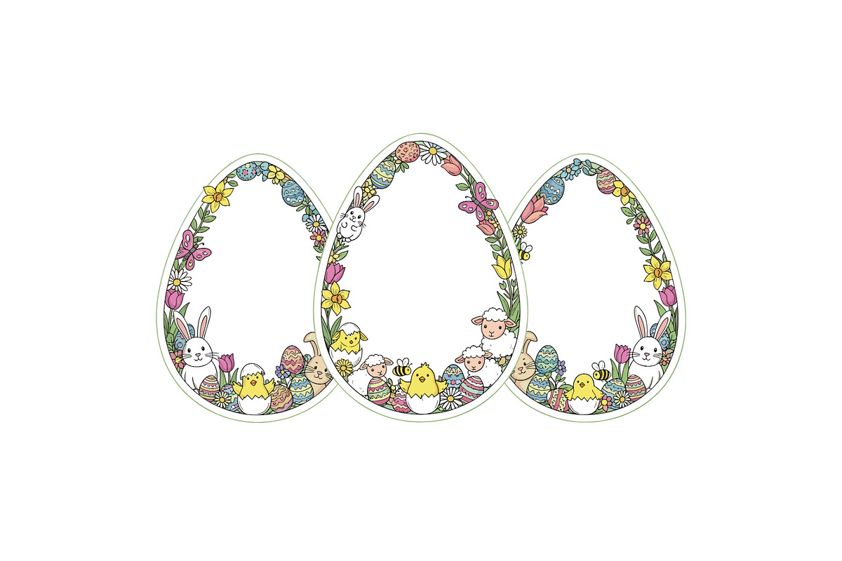 Easter Floral Botanical Frame Bundle, an Object Illustration by Designer_Momina (Photo 13 of 14)