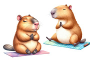 Capybaras yoga PNG collection, an Animal Illustration by Whimsy Brush Studio (Thumbnail 6 of 9)