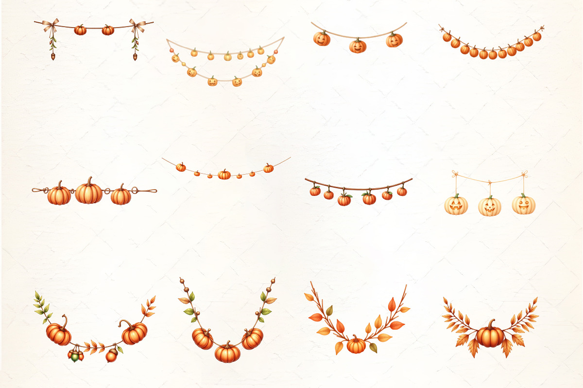 Garland with Pumpkins Clipart, an Illustration by CrexoraLab (Photo 2 of 5)