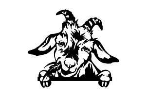 Peeking Goat - Funny Farm Animal -, an Animal Illustration by Digital-Clipart
