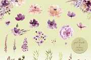 Violet Watercolor Floral Set, an Illustration by Anis Illustration (Thumbnail 2 of 10)