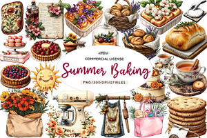 Bohemian Summer Baking Clipart, an Illustration by CreationArt