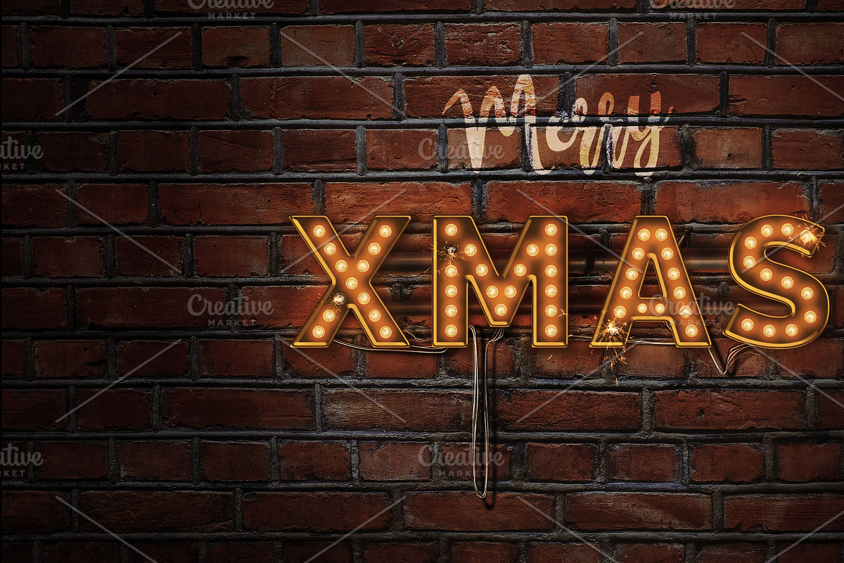 LightBulb Merry Christmas Signs, an Illustration by Solid Pixel (Photo 5 of 15)