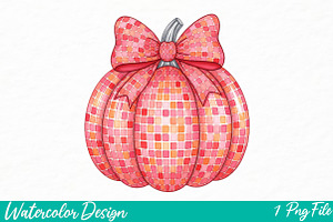 Disco pumpkin png, an Illustration by Watercolor design