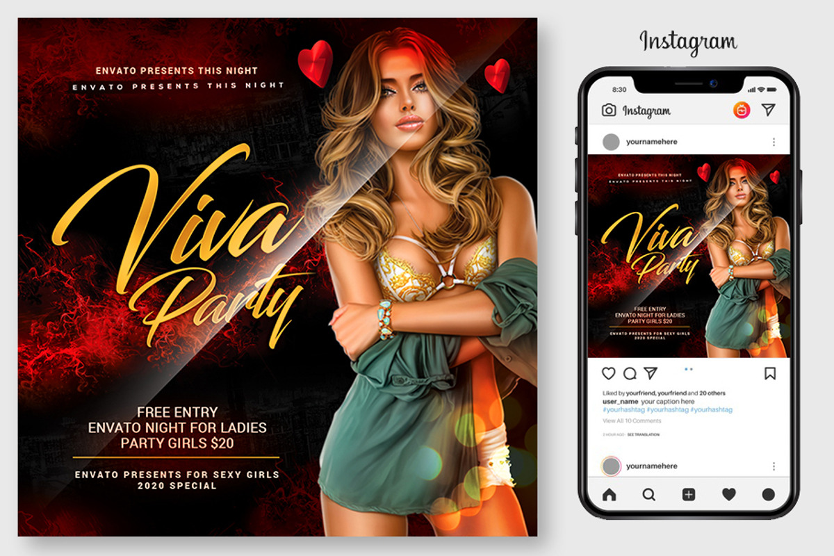 100 Night Club Party Flyers Bundle, a Flyer Template by graphicforest (Photo 27 of 72)