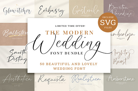 The Modern Wedding Font Bundle, a Script Font by Timurtype