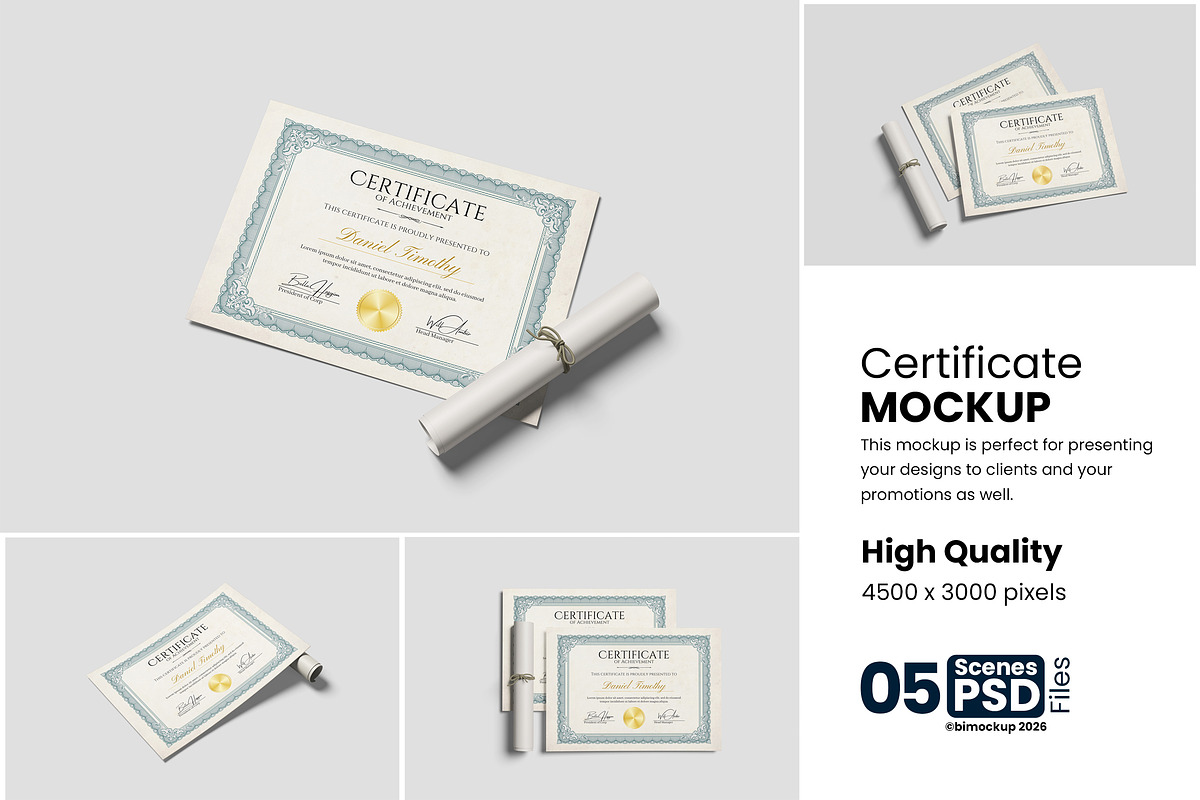Versatile Certificate Mockup, an Advertising Mockup by bimockup (Photo 1 of 6)