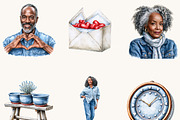 Black Mature Denim Love Clipart, a Person Illustration by BusyDaydesign (Thumbnail 6 of 9)