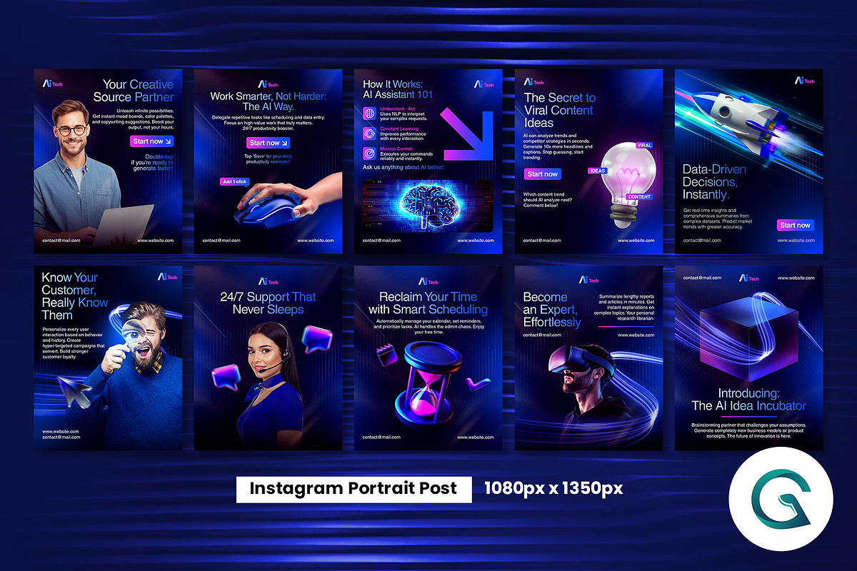 AI Assistant Social Media Template, a Social Media Template by Geelator Studio (Photo 2 of 4)