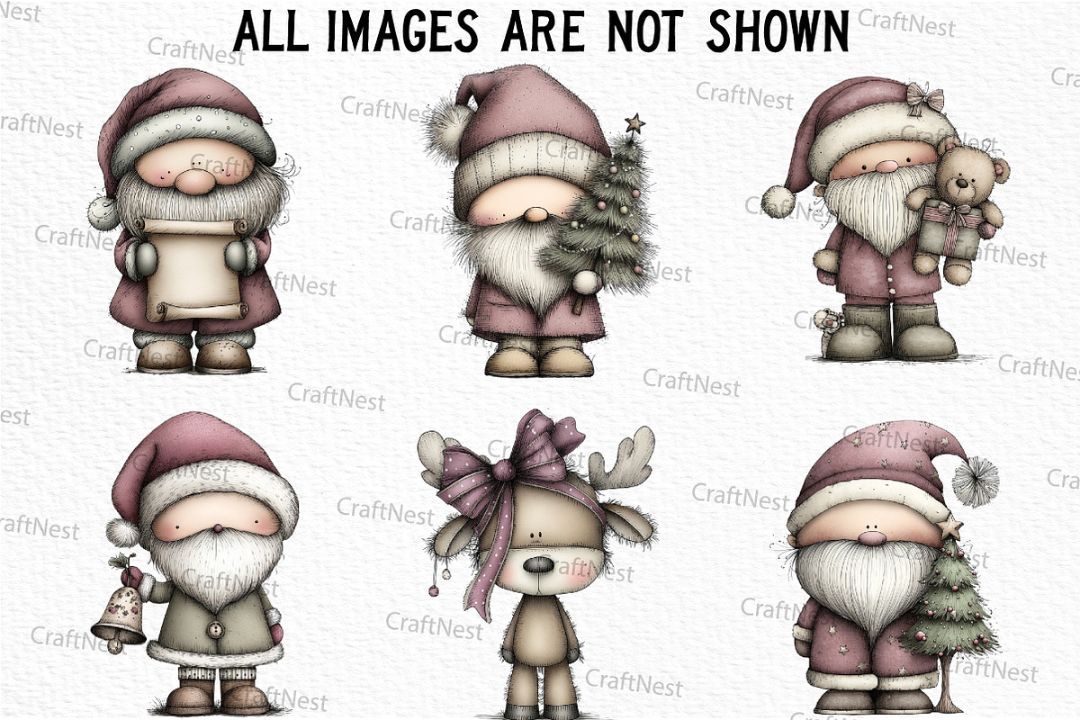 Christmas Santa & Reindeer Clipart, an Illustration by Craft Nest (Photo 3 of 6)