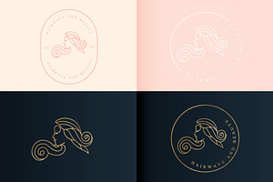 hair wave and beauty logo minimalist