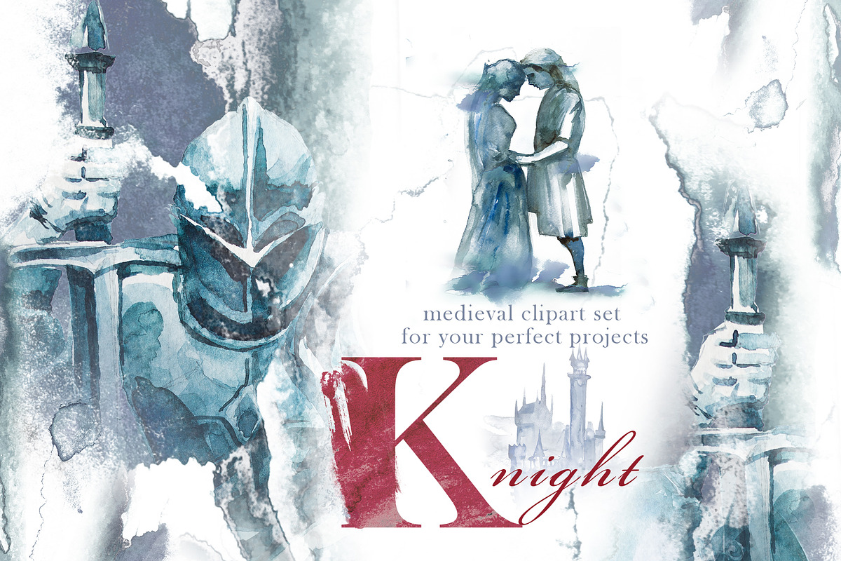 Watercolor Knight Clipart Set, a Person Illustration by ArtCreationsDesign (Photo 1 of 10)