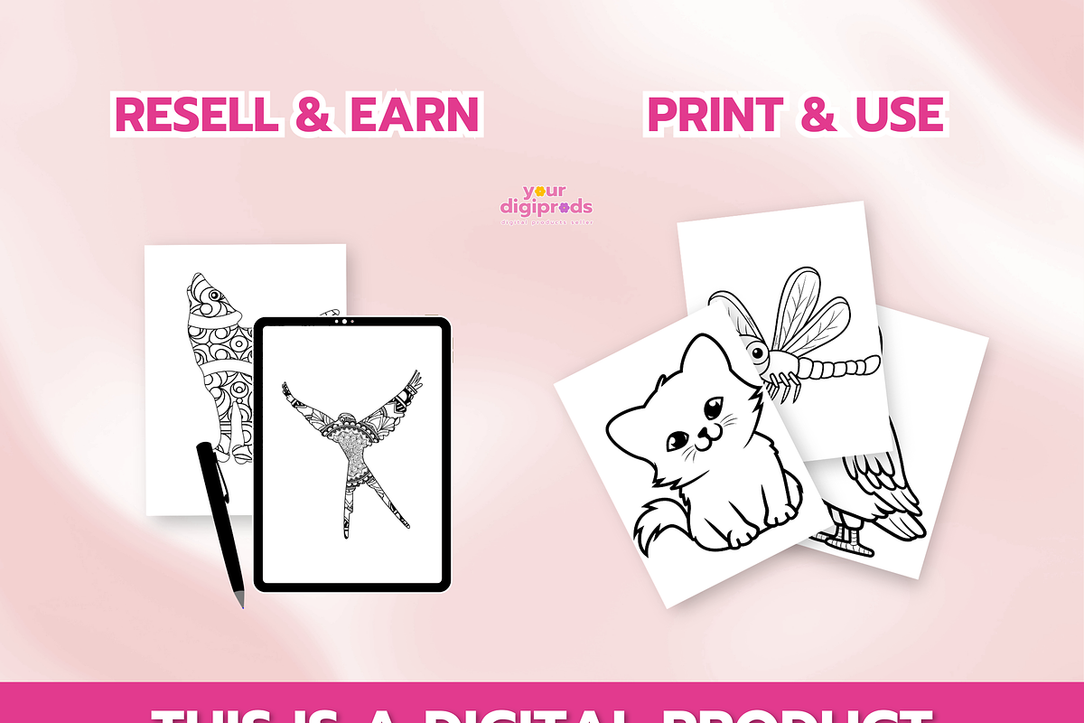 Coloring PNGs Bundle with PLR & MRR, an Animal Illustration by Your DigiProds (Photo 5 of 6)