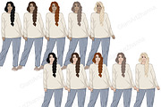 Cozy Season Girls Clipart, a Person Illustration by GlamArtZhanna (Thumbnail 5 of 5)