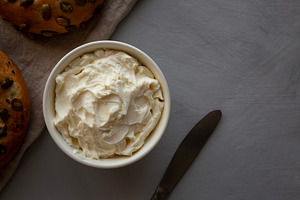 Organic Creamy Cream Cheese Spread Perfect for Bagels, a Food & Drink Photo by LiudmylaChuhunova