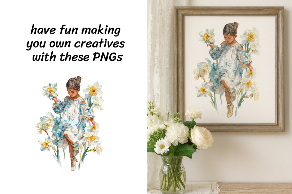 Romantic Vintage Girls Clipart, a Person Illustration by InkyQueenArt (Photo 3 of 5)