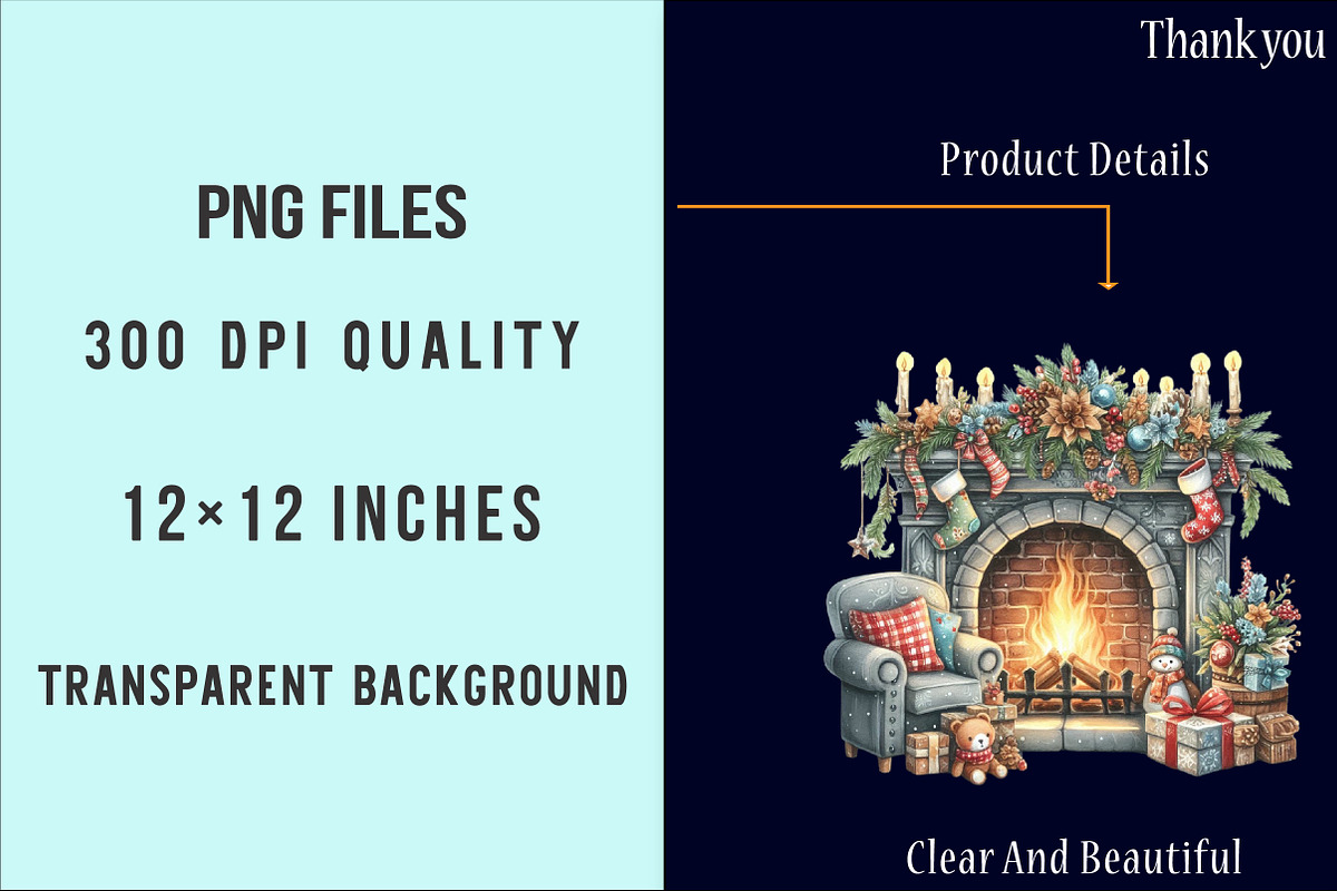 Christmas Fireplace Clipart, an Illustration by SinaCreation (Photo 6 of 7)
