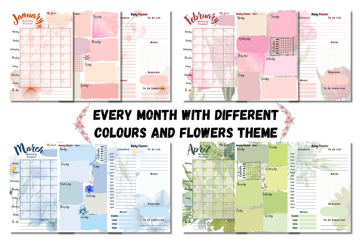 Flower Theme Planner Template, a Templates & Theme by EffahArt (Photo 2 of 5)