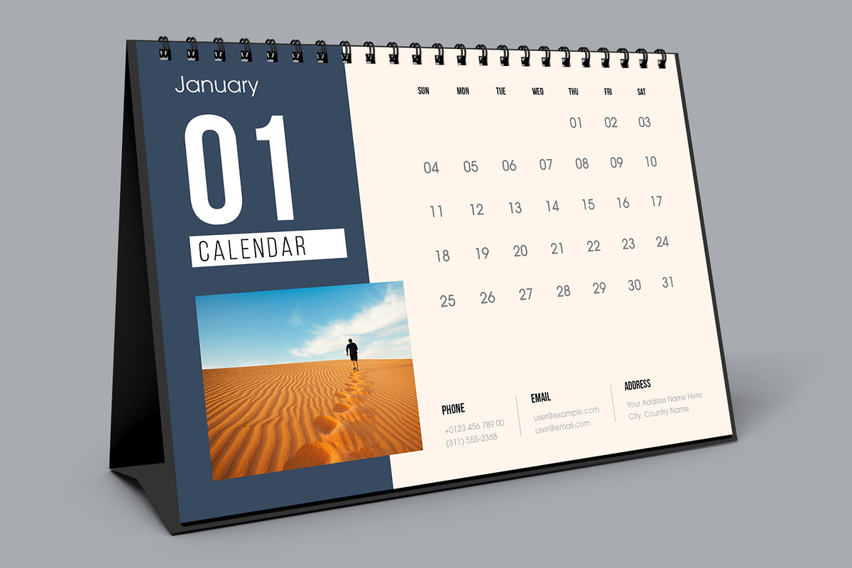 Desk Calendar 2026 Template, a Stationery Template by ContestDesign (Photo 1 of 3)
