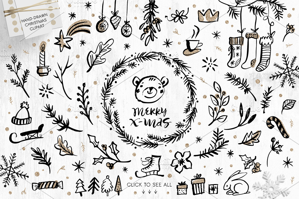 Christmas Clip Art & Lettering, a Decorative Illustration by kite-kit (Photo 3 of 10)