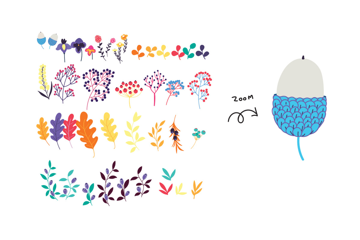 Fall / Autumn flower design set, a Decorative Illustration by MooBeer (Photo 2 of 7)
