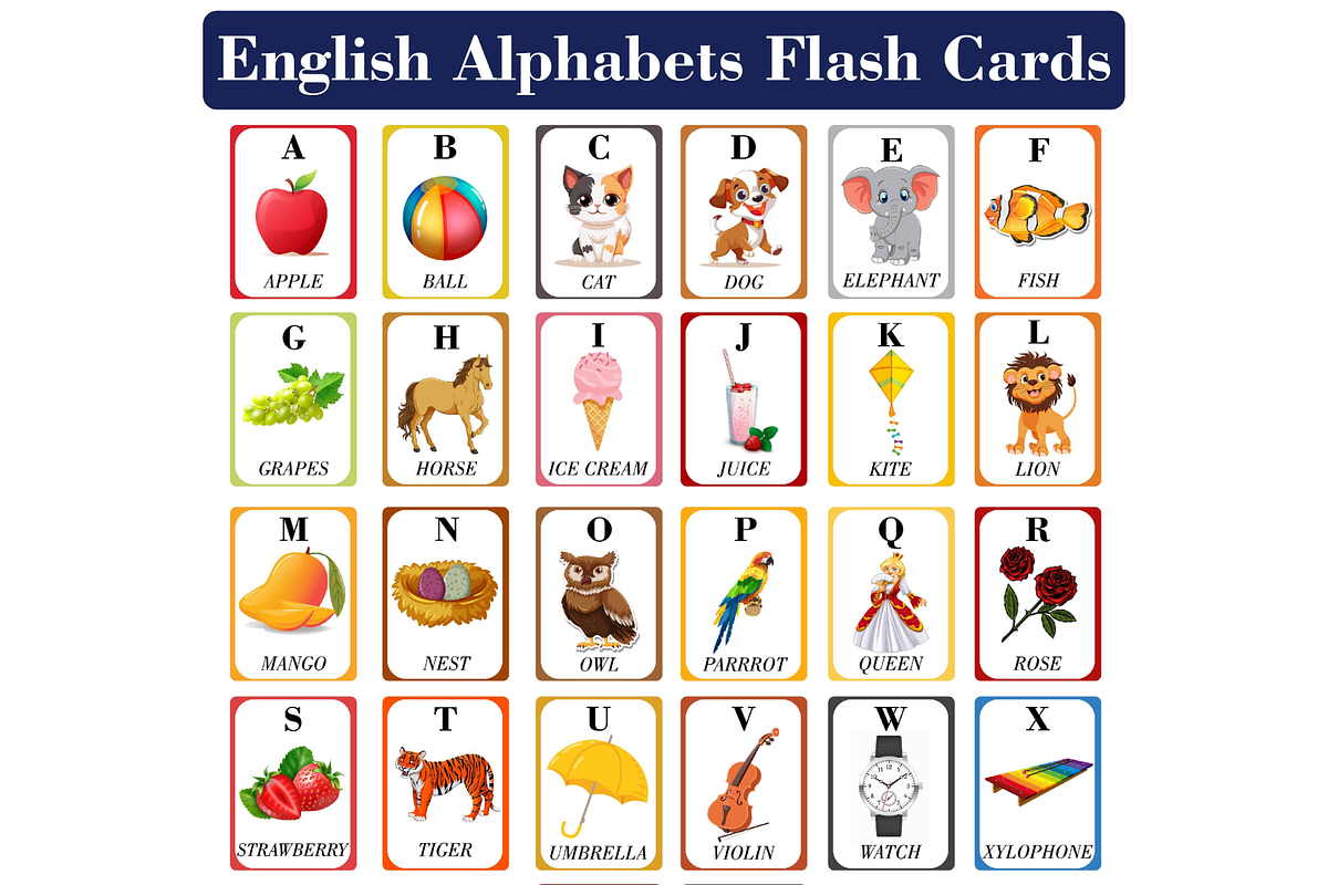 ABC Flash Cards for Kids Learning, a Card Template by DigitalsDesigns