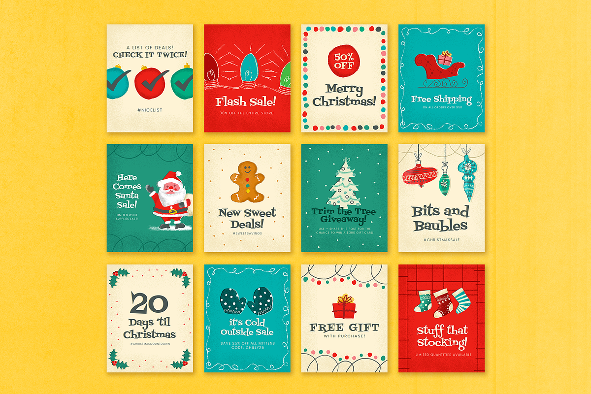 Mid-Century Christmas Social Pack, a Social Media Template by Hues of Hodges (Photo 5 of 6)