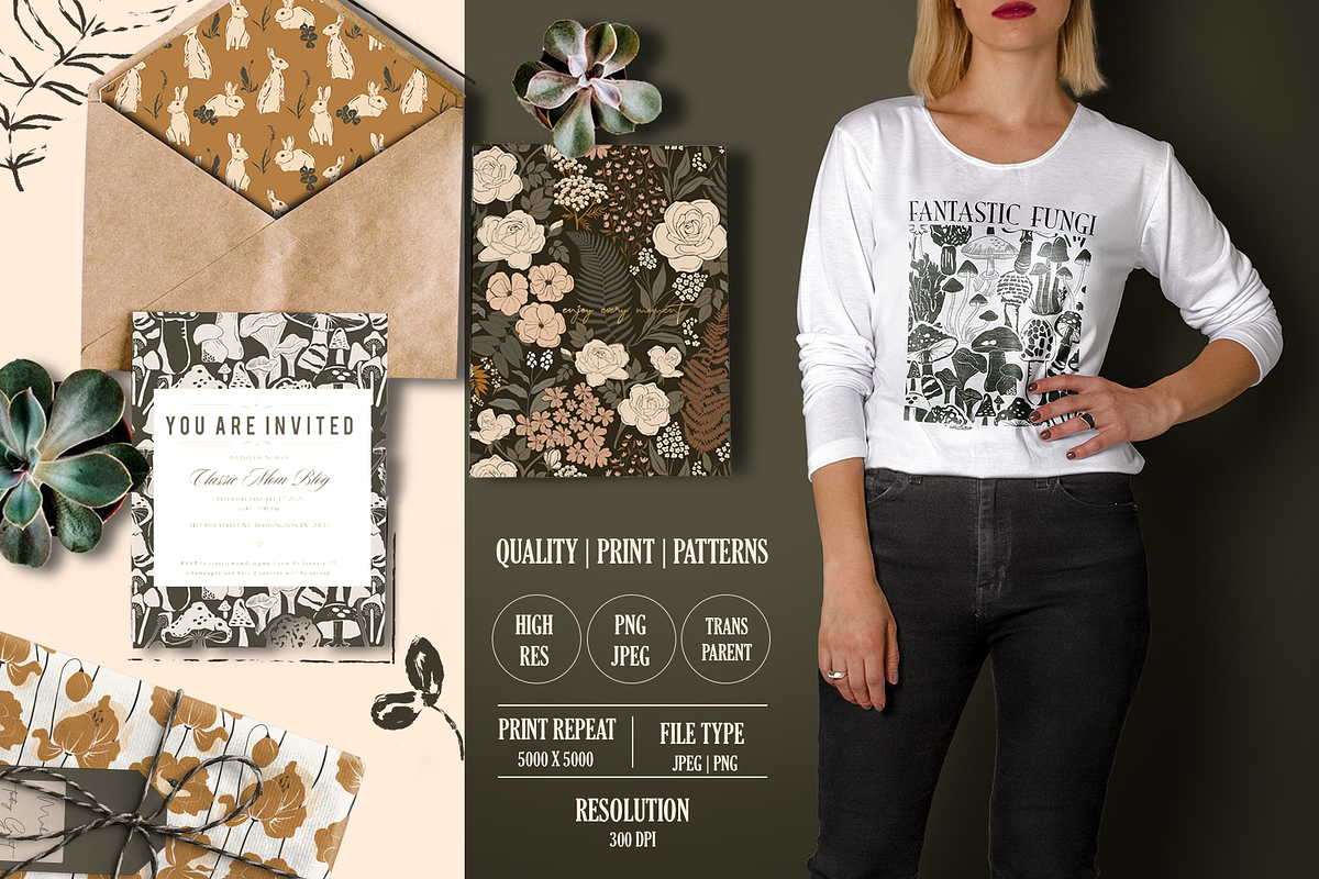 Magical forest seamless patterns, a Pattern Graphic by Alena Zaytseva (Photo 3 of 9)