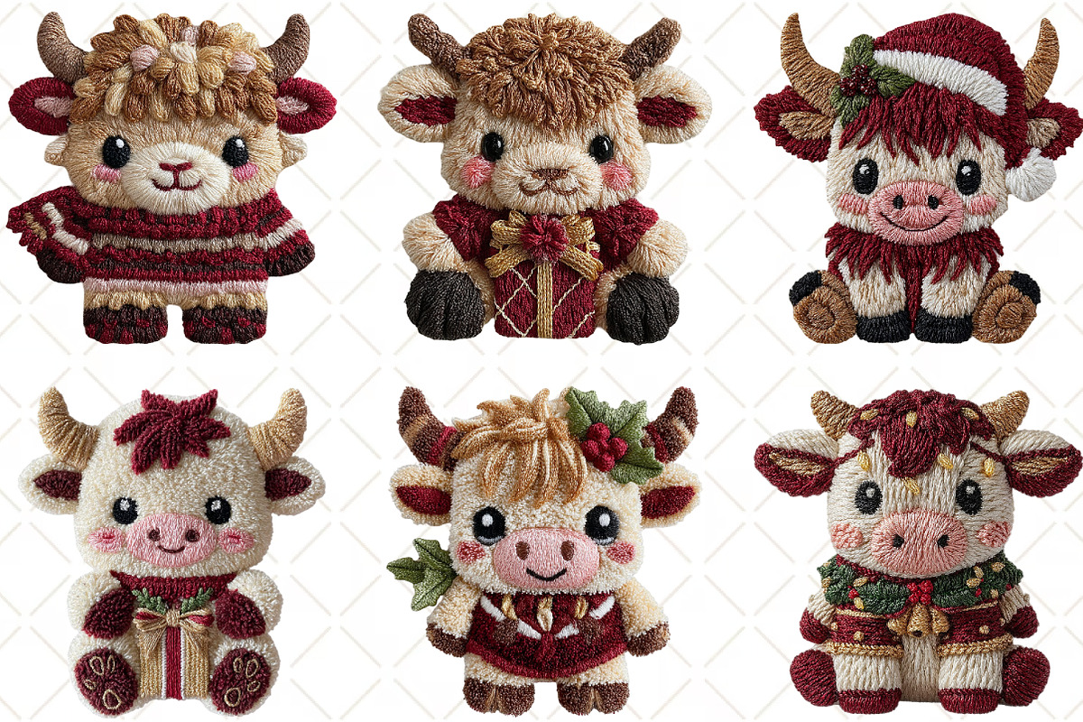 Crochet Christmas Highland Cow, an Illustration by Black Bird Studio (Photo 2 of 6)