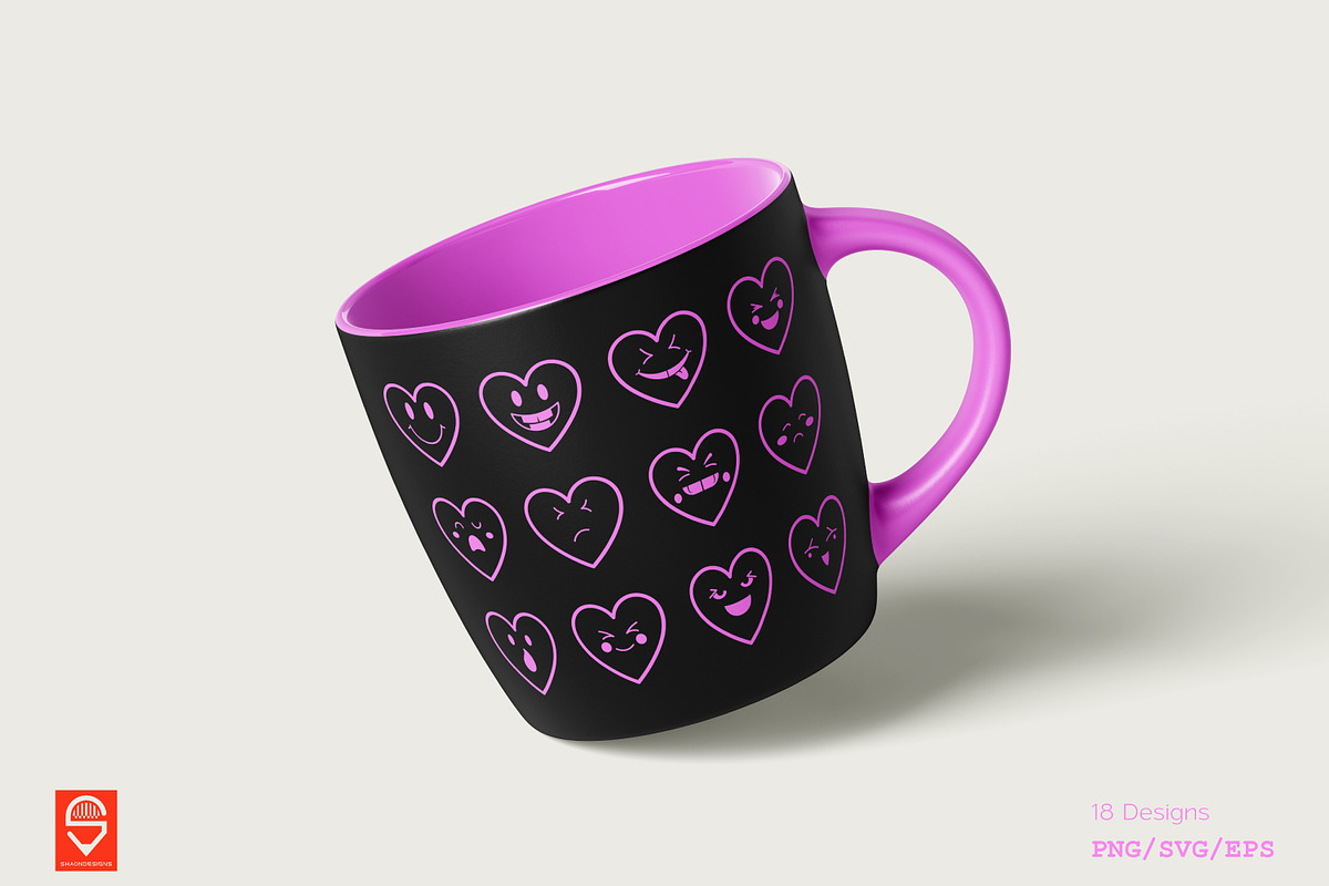 Love Heart Emoji Expressions Bundle, an Illustration by shaondesigns (Photo 9 of 9)